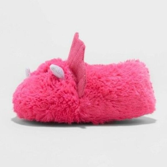 Toddler Girls Rori Dinosaur Moccasin Slipper Pink Cat & Jack Small 5/6 Fuzzy Non - Picture 2 of 4
